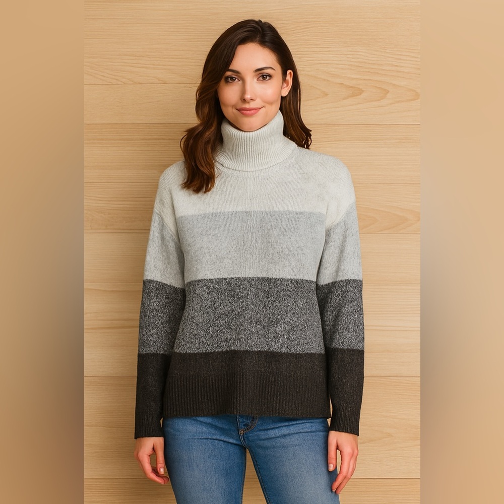 REITMANS Cashmere Blend Sweater - Grey Striped Color Block